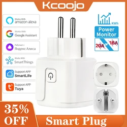 Tuya WiFi Smart Plug 16A/20A EU Smart Socket With Power Monitor Timing Smart Life Support Alexa Google Home Yandex SmartThings
