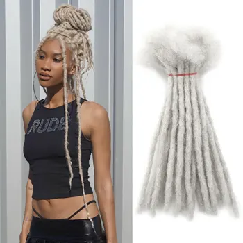 20 fili/confezione # Estensioni dei capelli umani all'ingrosso grigio chiaro Estensioni dei dreadlocks Estensioni dei capelli umani completamente fatte a mano