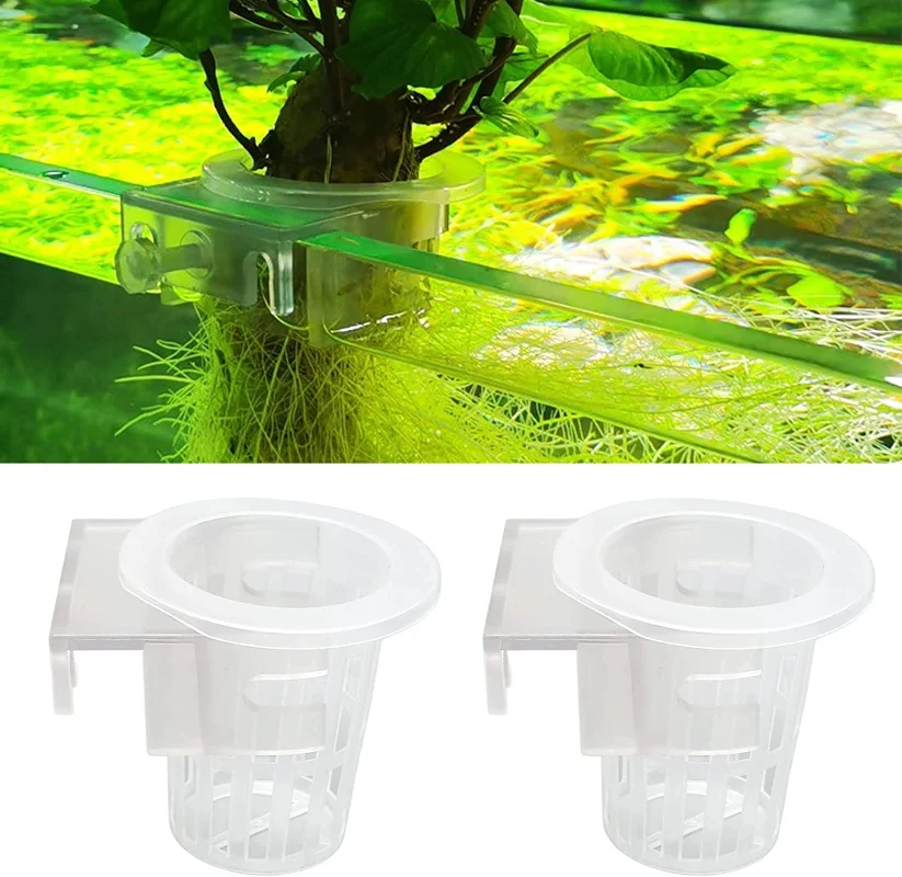 Aquatic Plant Hanging Holder Adjustable Fish Tank Planter Cups with Hole Aquarium Planter Cups for Aquascape Decoration