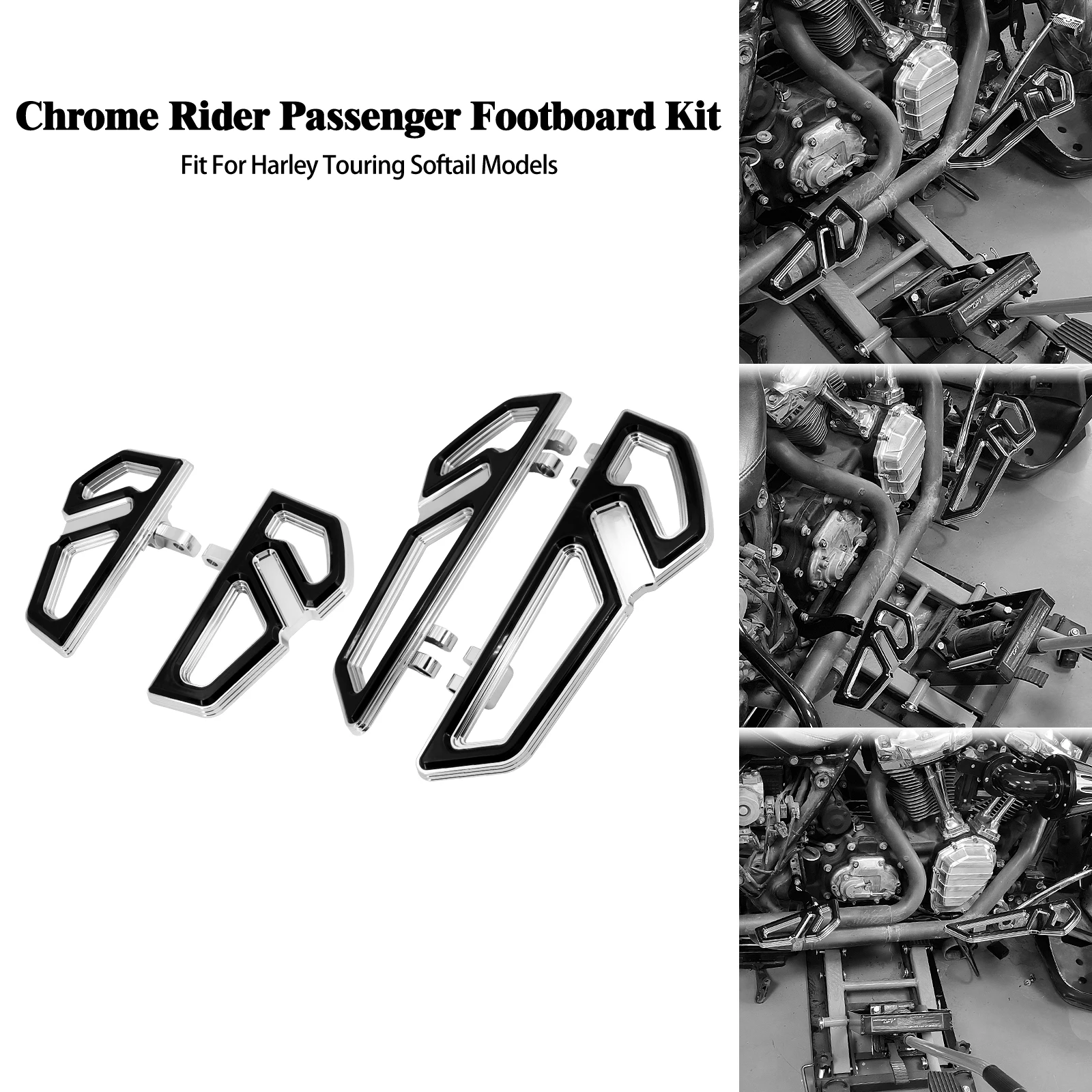 

Motorcycle Driver Passenger Front Rear Floorboard Kit Footboard Footpegs Footrest For Harley Touring Softail Road Glide FLHR