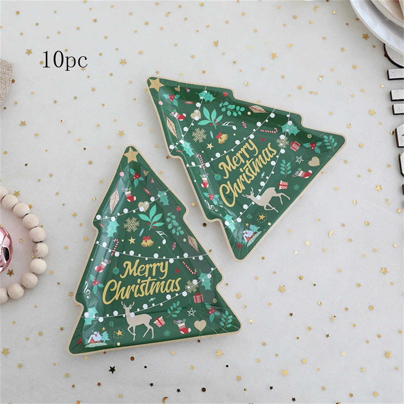 Christmas Table Decorations Christmas Disposable Tree Paper Plate Rectangular For Merry Party Supplies