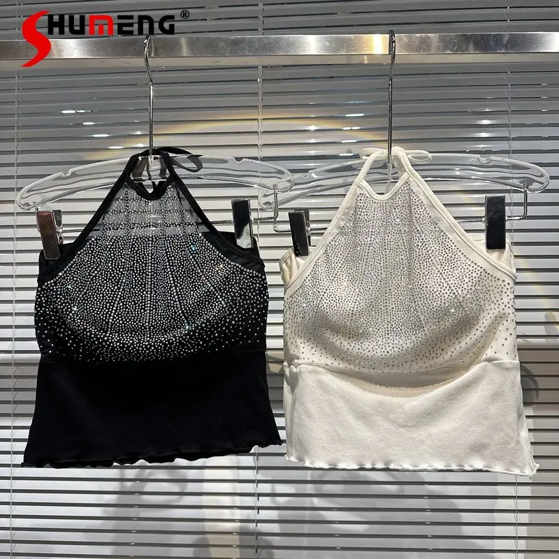 

Женские укороченные топы, Новинка весна-лето 2023, короткий жилет на груди, градиентная ткань, сетчатая бретелька через шею, сексуальная социалитовая майка на груди