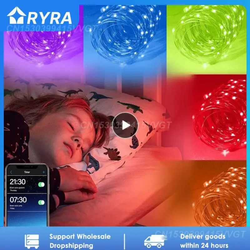 

Светильник с медным проводом, умное приложение, bluetooth-совместимая сказочная RGB-гирлянда, длина 5 м/10 м/20 м, Высококачественная 50-200 светодиодная Водонепроницаемая гирлянда