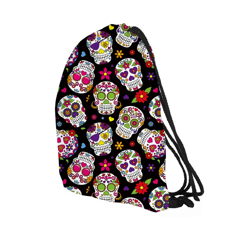 Popular Mexican Skull Drawstring Backpack Can Be Stored on One Shoulder Travel Drawstring Duffle Bag