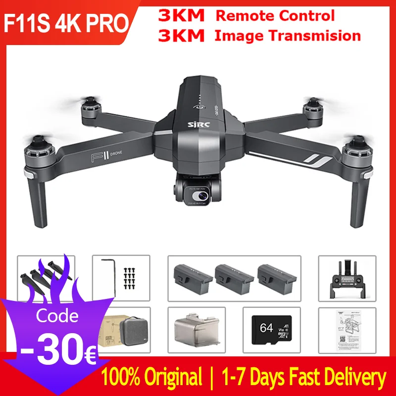 Sjrc F11S 4K Pro Gps Drone Hd Camera 2-Axis Gimbal Brushless Fpv Rc Quadcopter 5G Wifi 3Km Remote Professional 4K Camera Drone