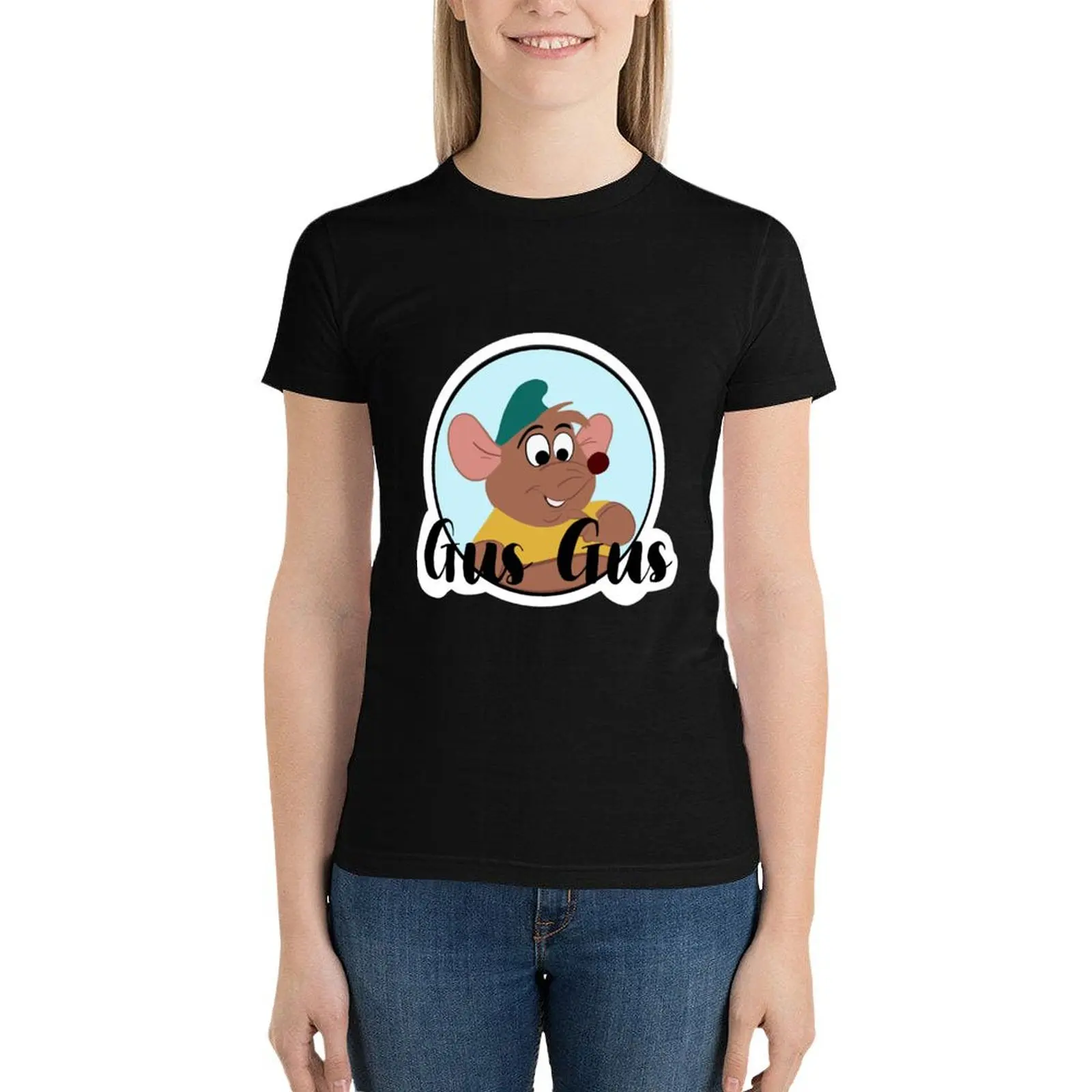 

Gus Gus the mouseSticker T-Shirt Short sleeve tee vintage clothes kawaii clothes Women tops