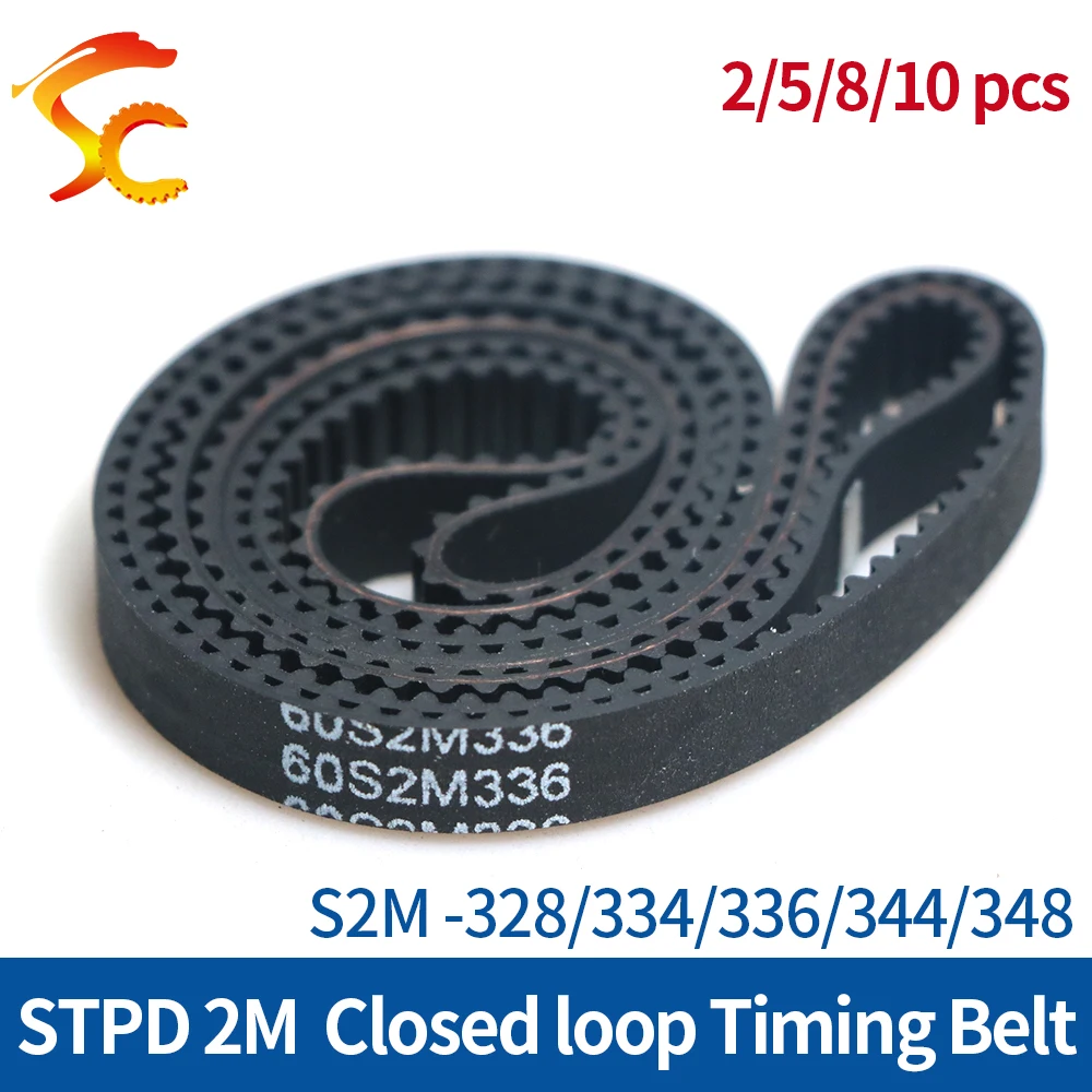 

ONEFIRE Rubber Timing Belt S2M 328/334/336/344/348mm Width 6/9/10/15mm STPD 2M Synchronous Closed loop Belt