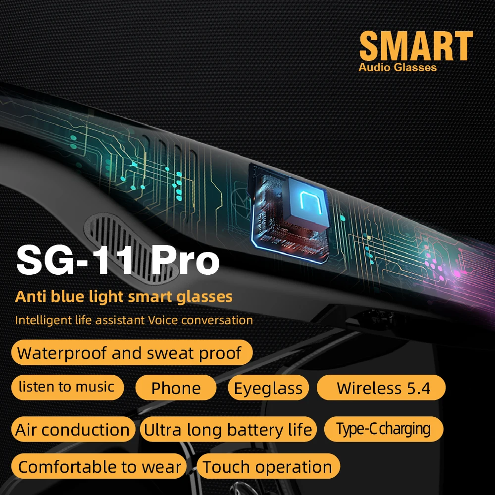 New SG-11 Smart Wireless Bluetooth Listen Music To Answer The Phone Men And Women Fashion Anti-blue Light Glasses_voghion.com