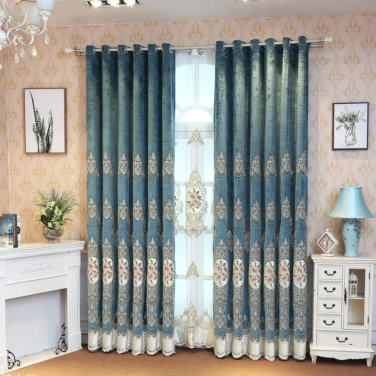 Curtains for The Living Room Bedroom Kitchen Slow Soul Europe Embroidered Floral Luxury Coffee Blue Purple Pink and Tulle