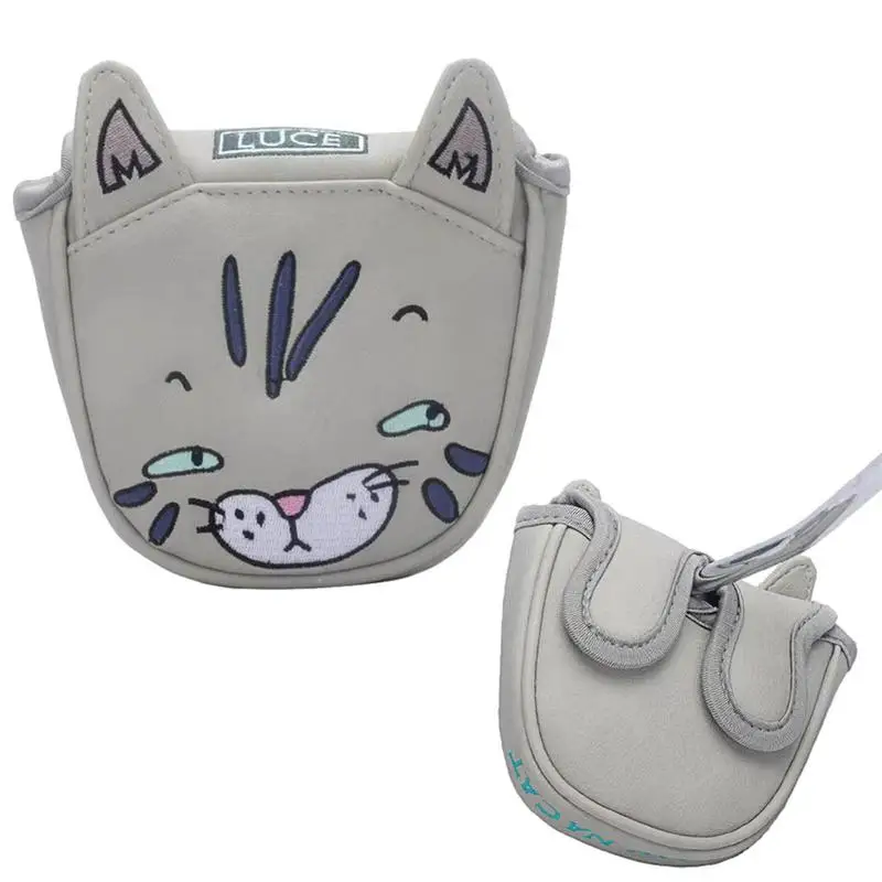 

Magnetic closure Golf putter cap sleeve Club cap sleeve Lazy Cat cartoon semicircle protective sleeve Golf mallet putter sleeve
