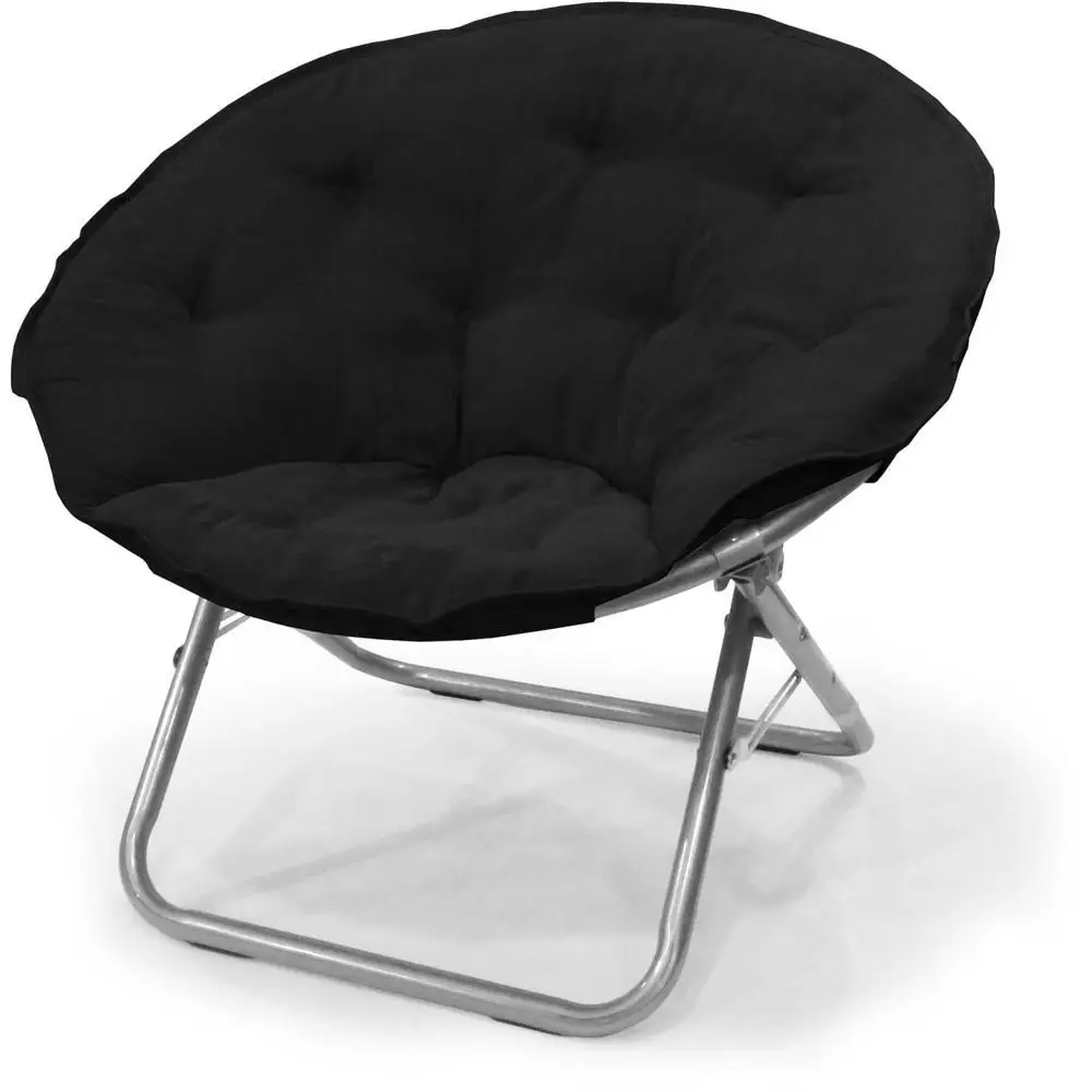 Large Soft Microsuede Collapsible Saucer Chair Adult Folding Lounge Seat Comfortable Dorm Room Living Room Relaxing 2