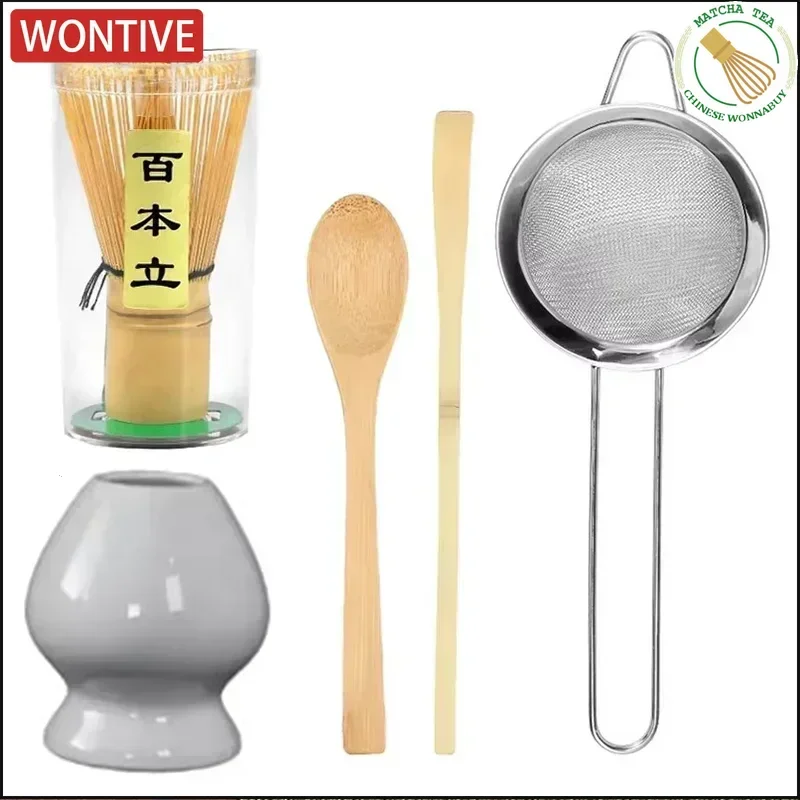 5Pcs Japanese Matcha Tea Set for Beginners Matcha Making Starter Kit with Matcha Whisk Tea Scoop Whisk Holder for kitchen