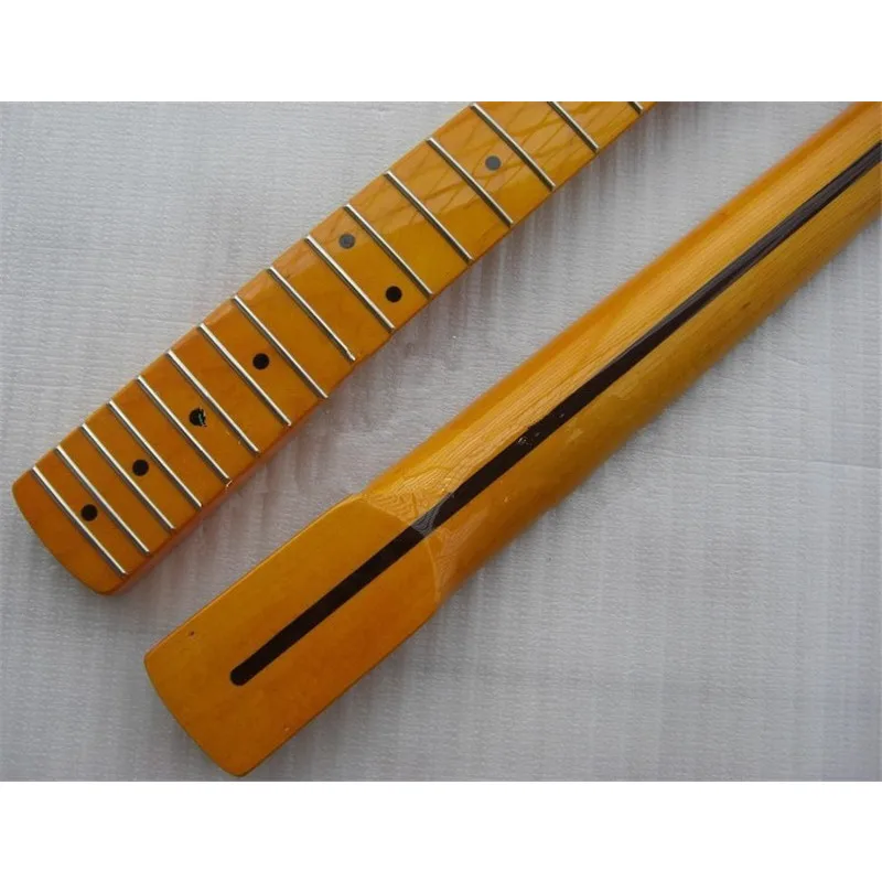 タイガーフレーム メープル ギター ネック 21フレット 25.5インチ ヴィンテージ 光沢 イエロー パール ドット インレー DIY ギター (イエロー) 並行輸入品 | ギターのネック エレキギターネック 22 フレットメイプル指板