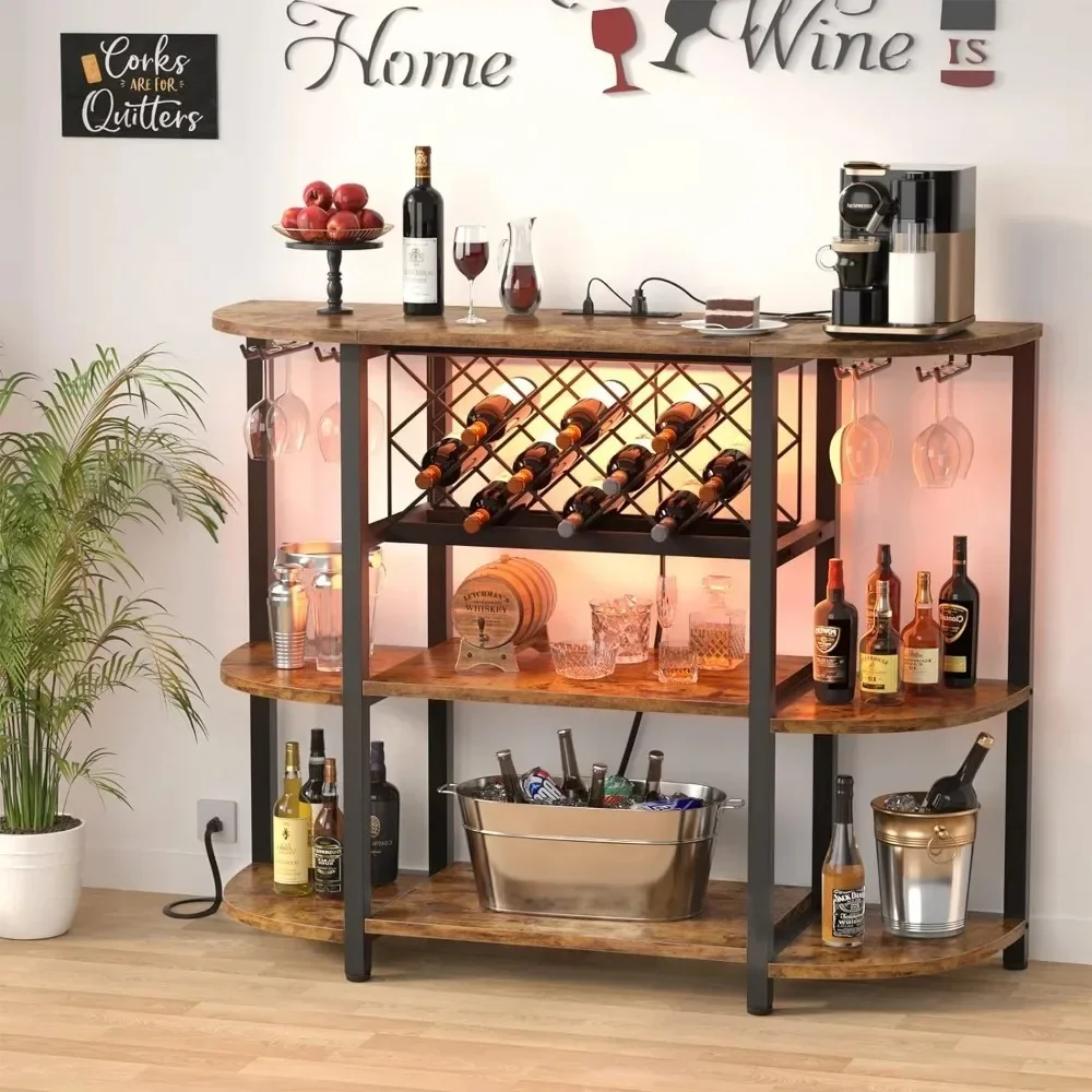 Wine display cabinet, wooden bar cabinet, adjustable wine rack, rustic shelf furniture, free shipping