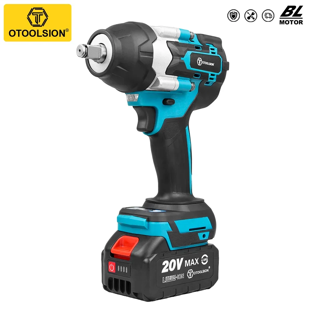 

OTOOLSION 1/2 Inch Brushless Electric Wrench Cordless Cordless Impact Wrench 600Nm Car Tire Power Tool Makita 18V Battery