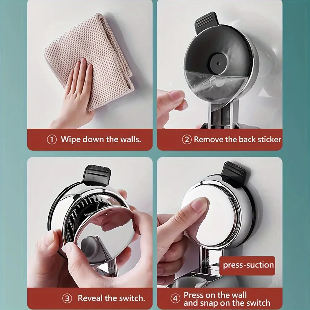Showerhead Holder 1Pc Universal Adjustable Strong Adhesive ABS Shower Brackets Suction Cup Wall Mount Waterproof Base