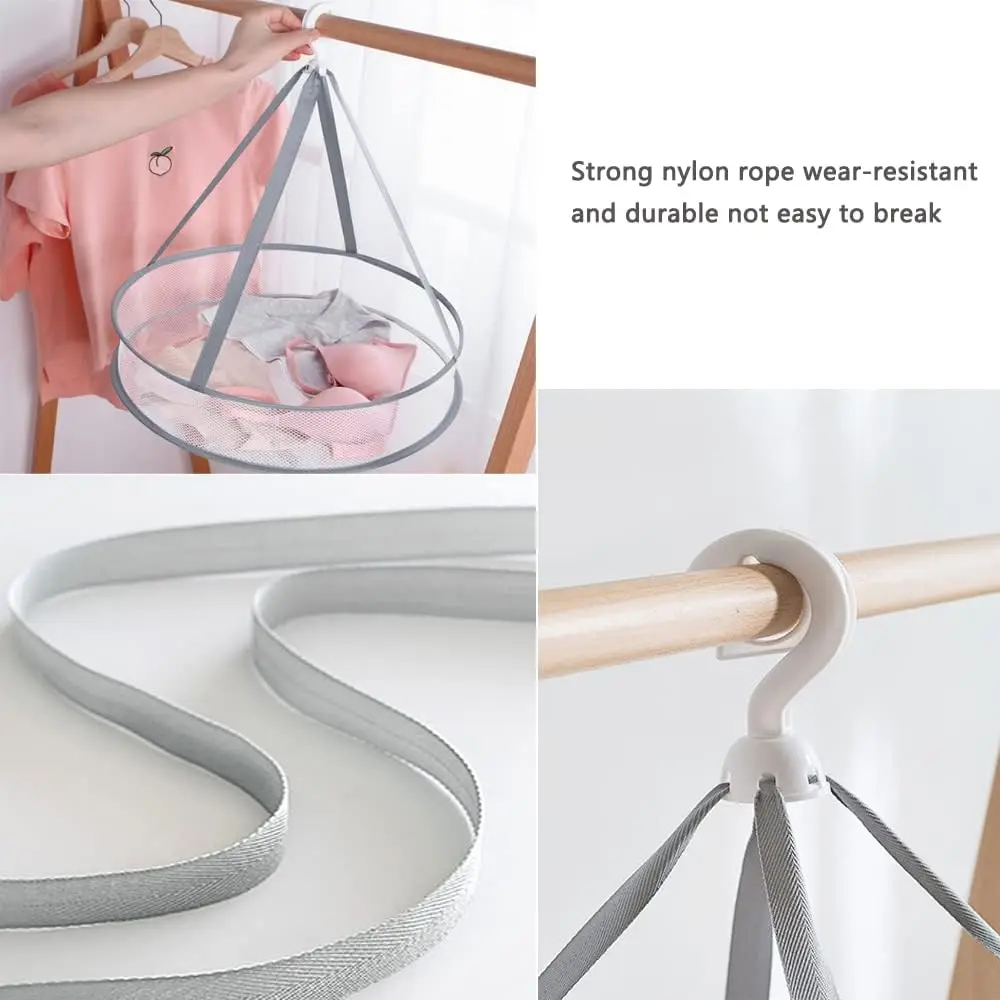 1/2 Layer Clothes Dryer Basket With Hanging Hook Fine Mesh Polyester Household Towels Foldable Baby Sweater Drying Rack For Home 5