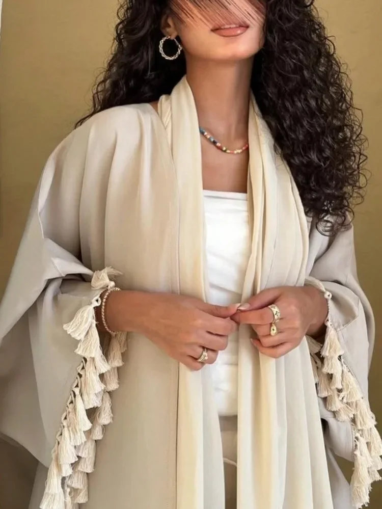 عباية فضفاضة بأكمام كاملة للنساء المسلمات عبايات قفطان سادة غير رسمية فساتين ماكسي إسلامية جلباب ملابس عرقية في الشرق الأوسط