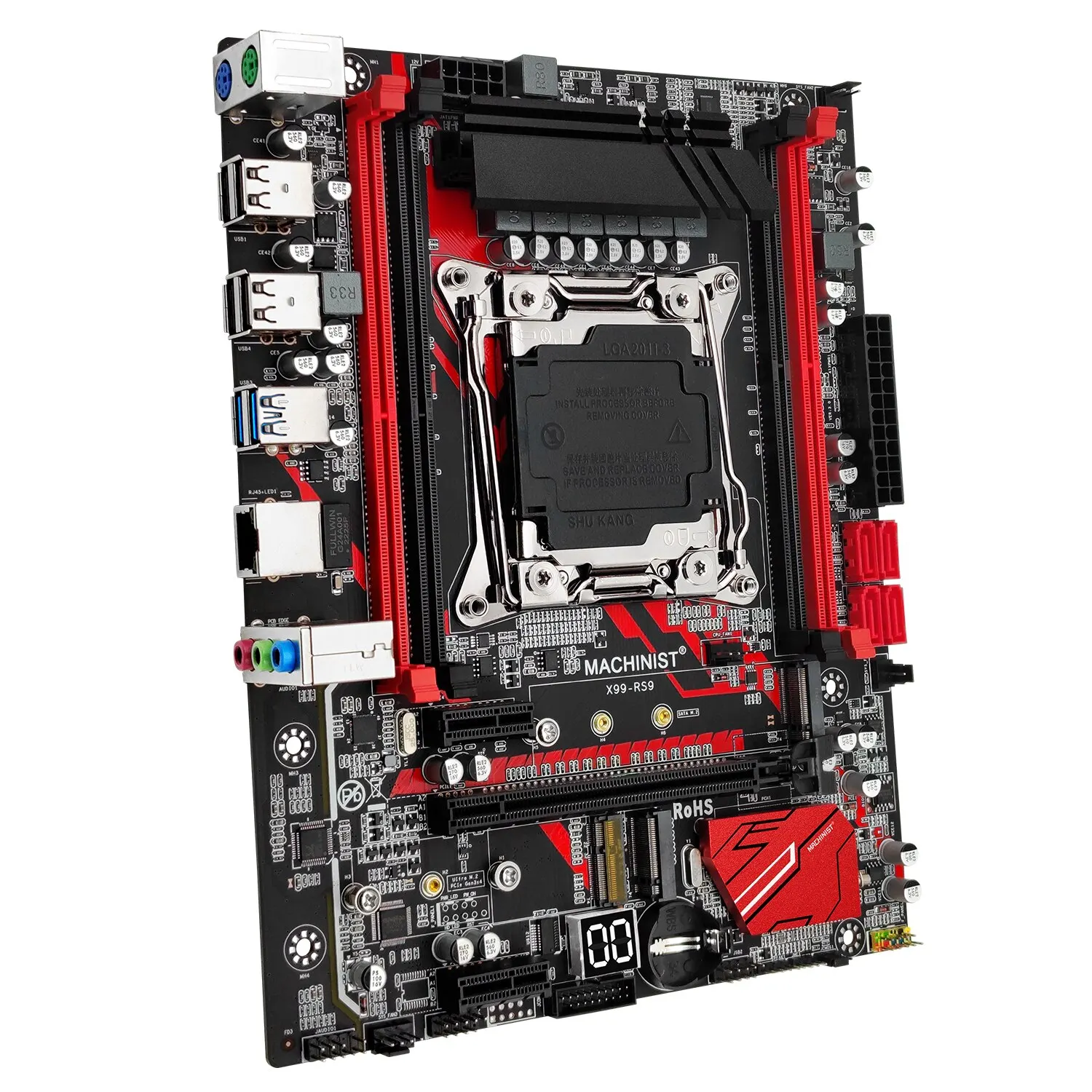 Gépkezelő RS9 X99 Alaplap Alatámaszt xeon E5 V3 V4 LGA 2011-3 CPU Időréscsatoló DDR4 Kos Négyen Meder majd SATA PCI-E M.2 Vájat