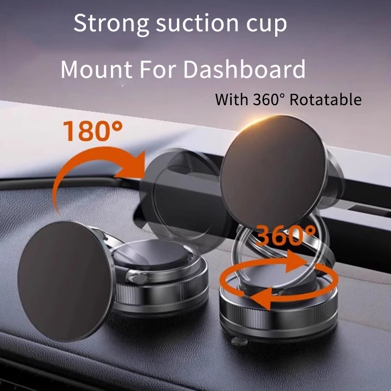 Eary Magnetic Car Phone Holder Mount For Dashboard Foldable With 360 Rotatable 180 Flip Strong Suction Cup Stand Car Accessories
