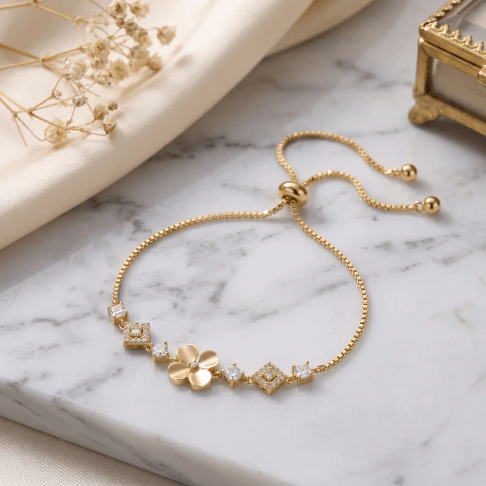 Fashion Jewelry Gold Color Four-leaf Clover Bracelet Delicate Fashion Lucky Bracelet Luxurious Adjustable Luxury Bracelet Women