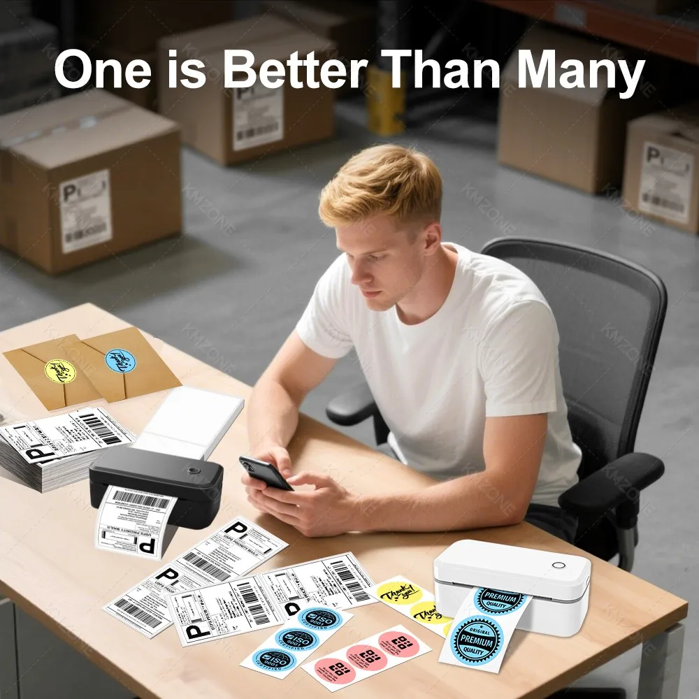미니 열전사 라벨 프린터 25.4-116mm 바코드 특급 배송 라벨 인쇄 (휴대폰, 윈도우, MAC 또는 4x6인치 라벨 스티커용)