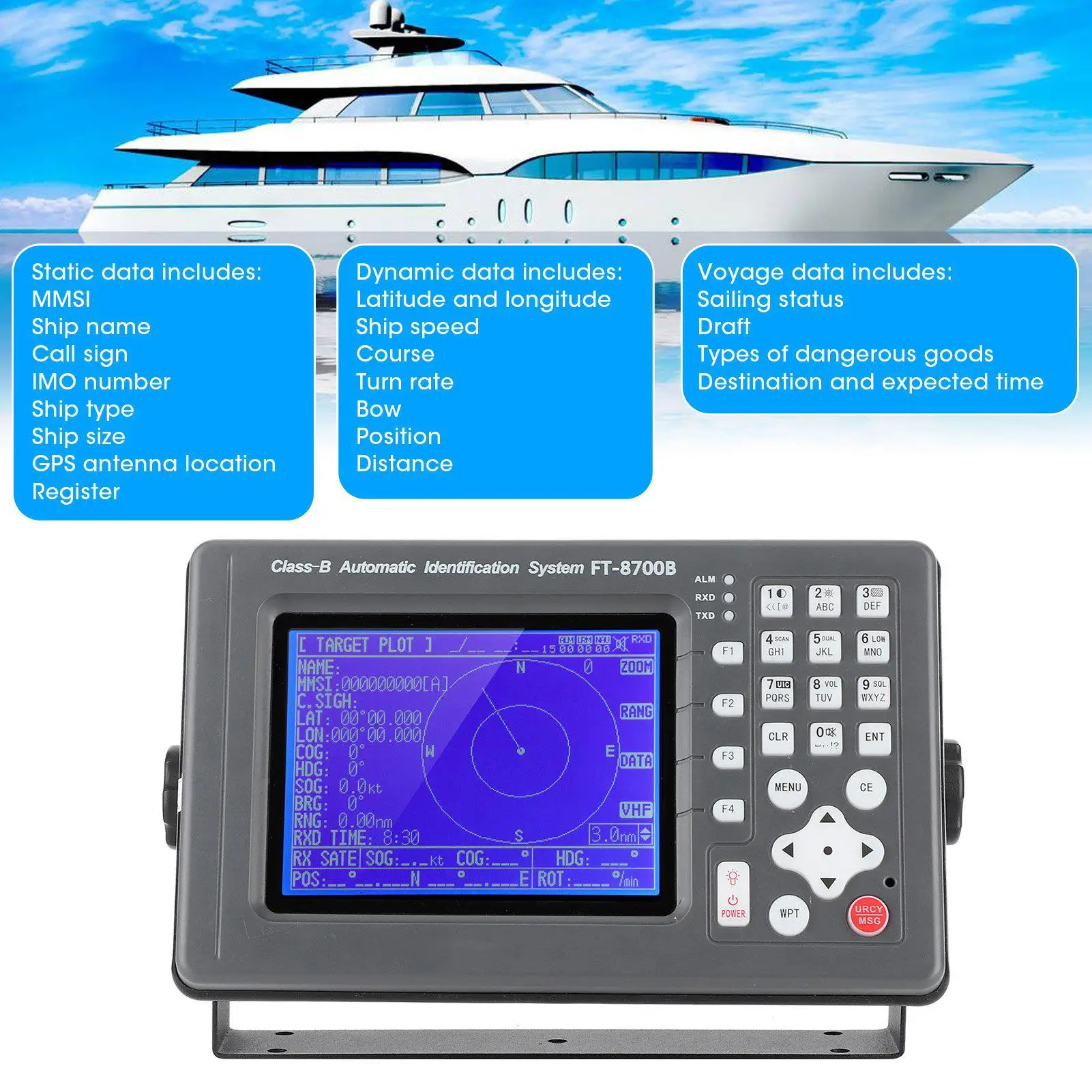 Automatic Identification System Satellite for navigator Collision Avoidance Instrument AIS Equipment 6inch