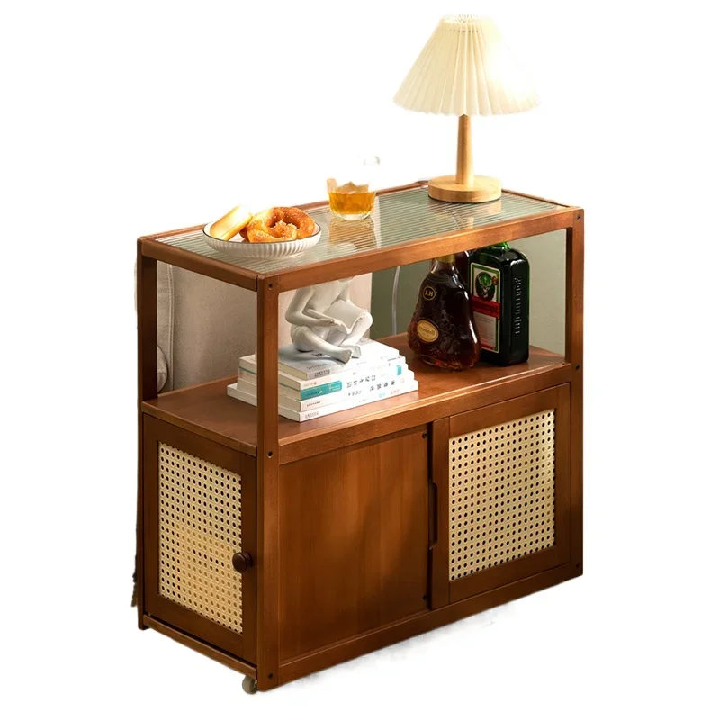 Movable Side Table Mini Coffee Table Sofa Side Cabinet Nightstand Square End Storage Rack Corner Stand Compact Tea Station
