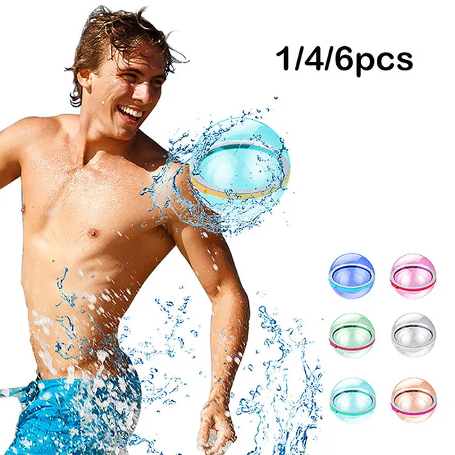 1/4/6pcs Water Bomb Splash Balls Reusable Absorbent Water Balloons Outdoor Pool Beach Play Toy Pool Party Favors Water Balloon 1