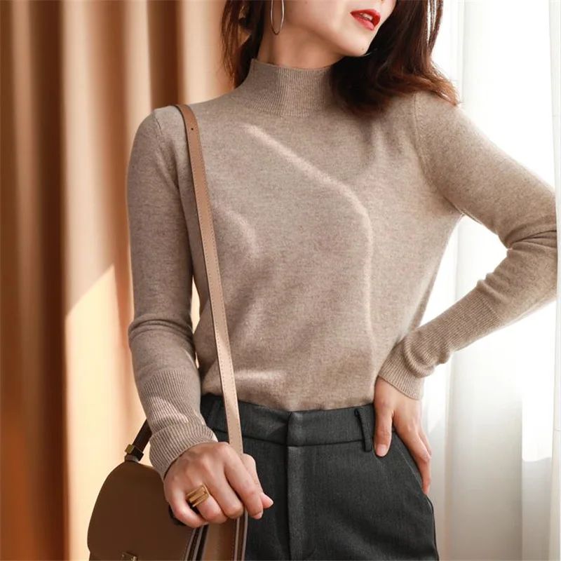 

23 New modelsBasic Simple Knitwear Inner Wear Thickened All-Matching Half Turtleneck Bottoming Shirt Sweater for Women Autumn Wi
