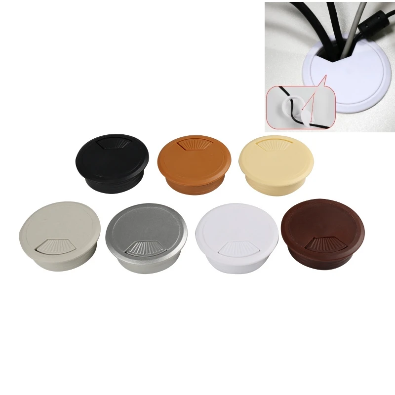 2pcs 50/53/60/80mm Desk Wire Hole Cover ABS Plastic Round Cable Box Computer Thread Hole Table Line Hole Cover Decorative