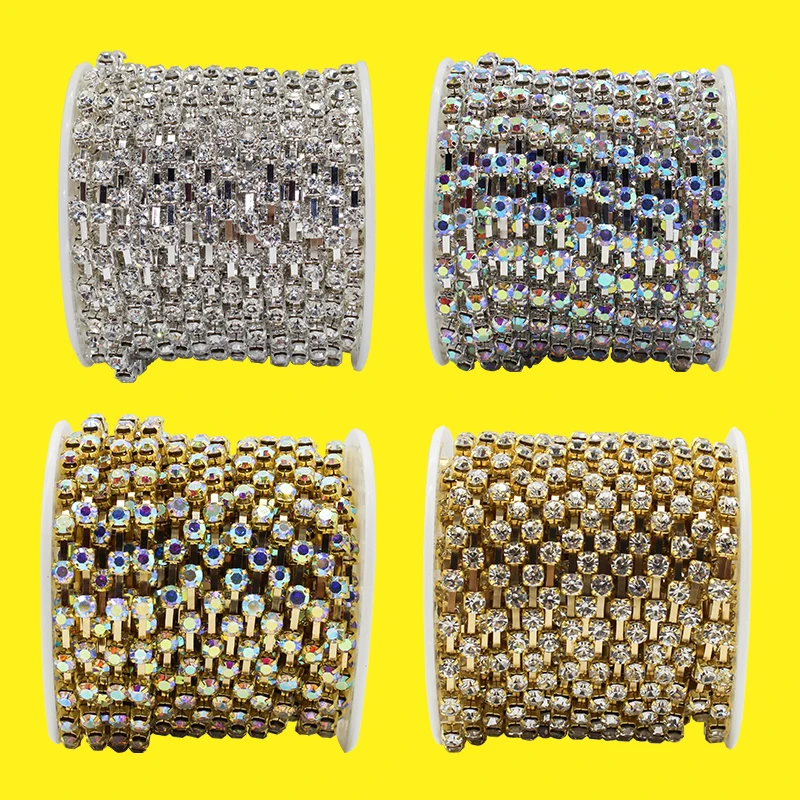 10Yards/Roll Crystal Rhinestone Chain,Rhinestones Trim Cup Chain for  Clothes DIY Chain Accessories (Color : 1, Size : 2.5mm) : : Home