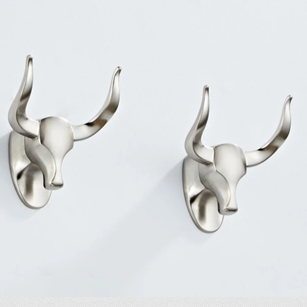 

Household Creative Wall Hook towel Stylish Cow Head Shaped Hook Heavy Duty Wall Mounted No Drilling Hook hat hanging hooks