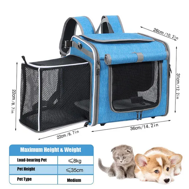 Expandable Cat Backpack, Portable Outdoor Pet Bag, Small Animal Travel Carrier, Bike & Car Mountable Pet Bag 2