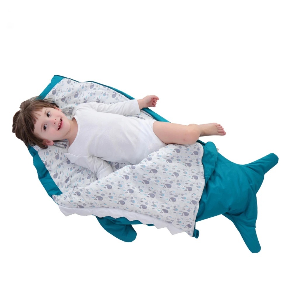 

Cartoon shark Autumn and winter children's anti-kick quilt newborn bag baby wholesale washable heated knitted sleeping bag