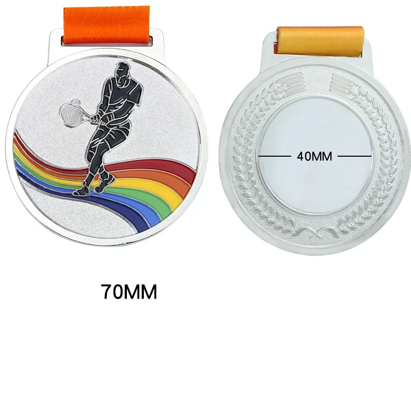 Customization Metal Tennis Baked Paint Medal Sports Meeting Children's School Souvenirs Award Hanging Around the Neck Decor, 3Pc