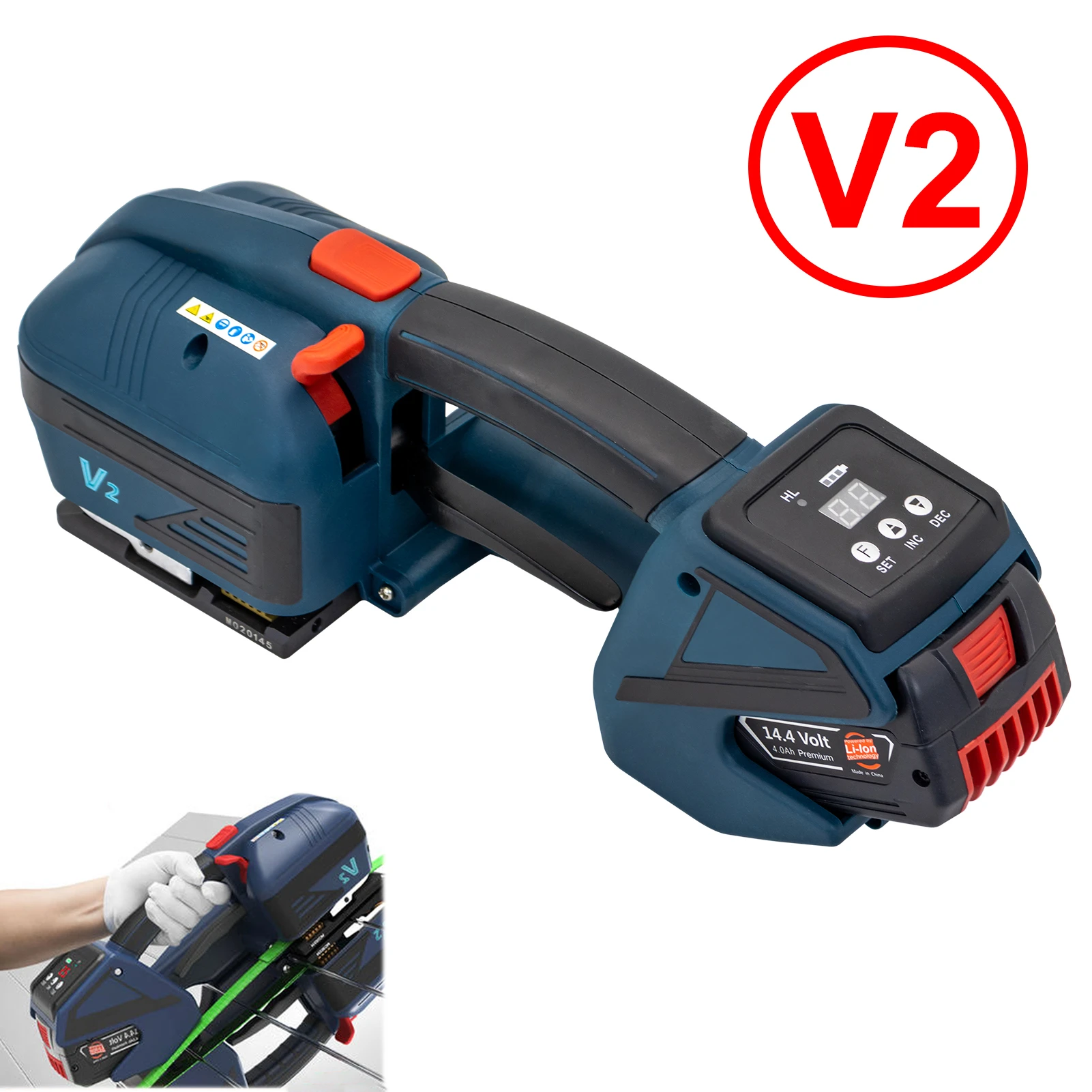 Reggiatrice Elettrica A Batteria Per Bande PP/PET – 13-16mm, Tensione 3200N, Senza Marca