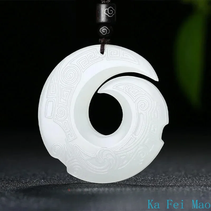Green Jade Dragon Jade Pendant Fashion Runes Necklace Jewellery Chinese Hand-Carved Relax Healing Women Man Luck Gift Free Rope