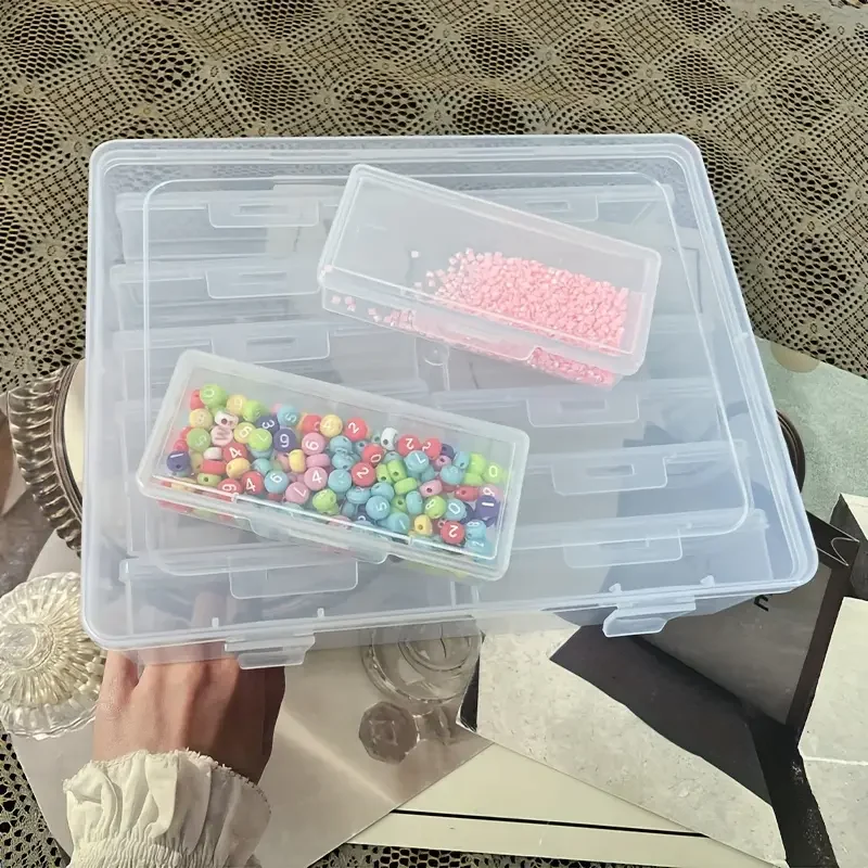 12 adjustable partition plastic storage boxes-transparent white storage boxes for office and organization