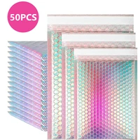 50pcs Envelopes Bubbles Shipping Bags Packages Holographic Mailer Laser Bubble Mailers Small Business Supplies Self Seal Mailing 1