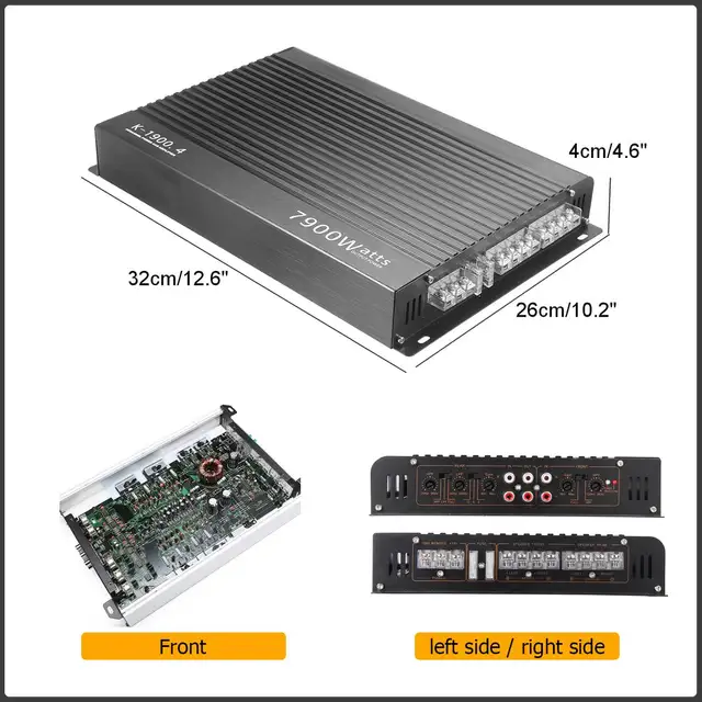 Ampli Voiture 4 Canaux 7900W 12V Classe A/B Stéréo Amplificateur