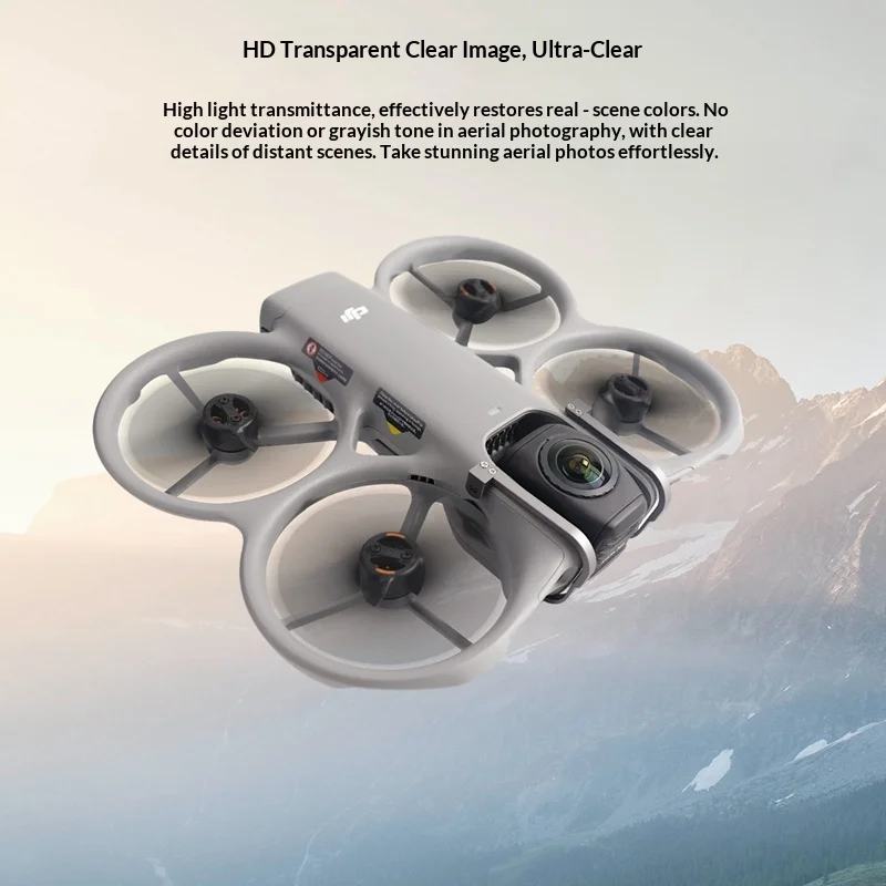 Objectif de remplacement pour drone DJI Avata 360 installé sur le drone, prêt pour le vol.