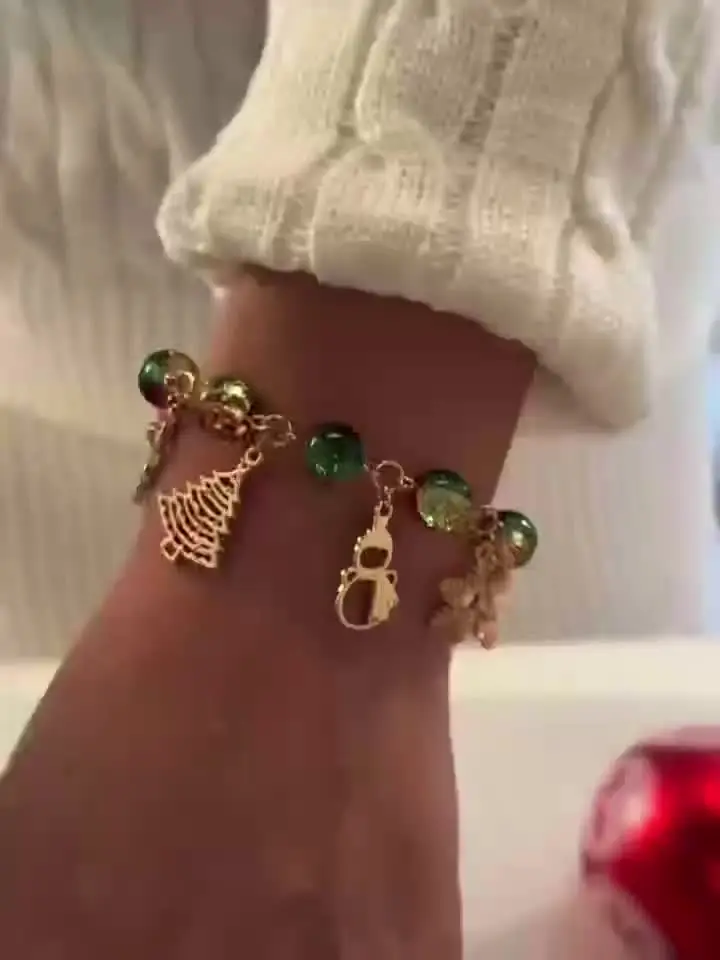 Bracciale Natalizio Con Ciondoli: Babbo Natale, Pupazzo Di Neve, Albero E Calzini – Regolabile In Lega – Accessorio Festivo Per Donne - 2