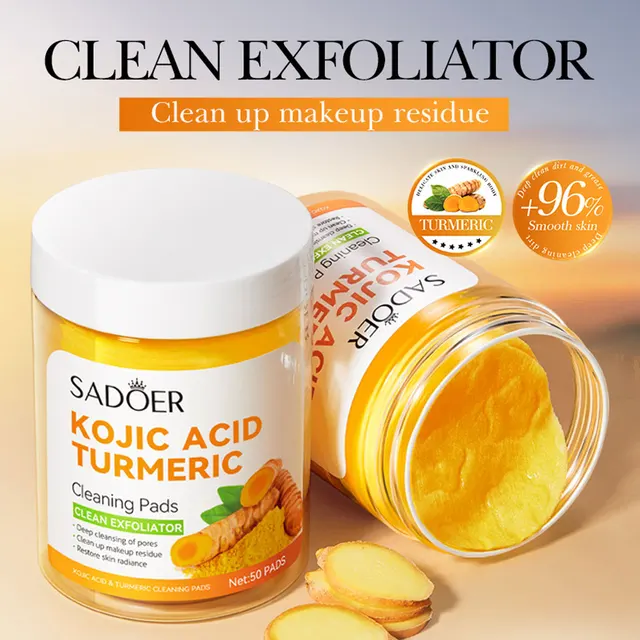 Essence de curcuma, élimination de l'acné et démaquillant, nettoyage en coton, nettoyage en profondeur, contenant des ingrédients blanchissants à l'acide kojique 1