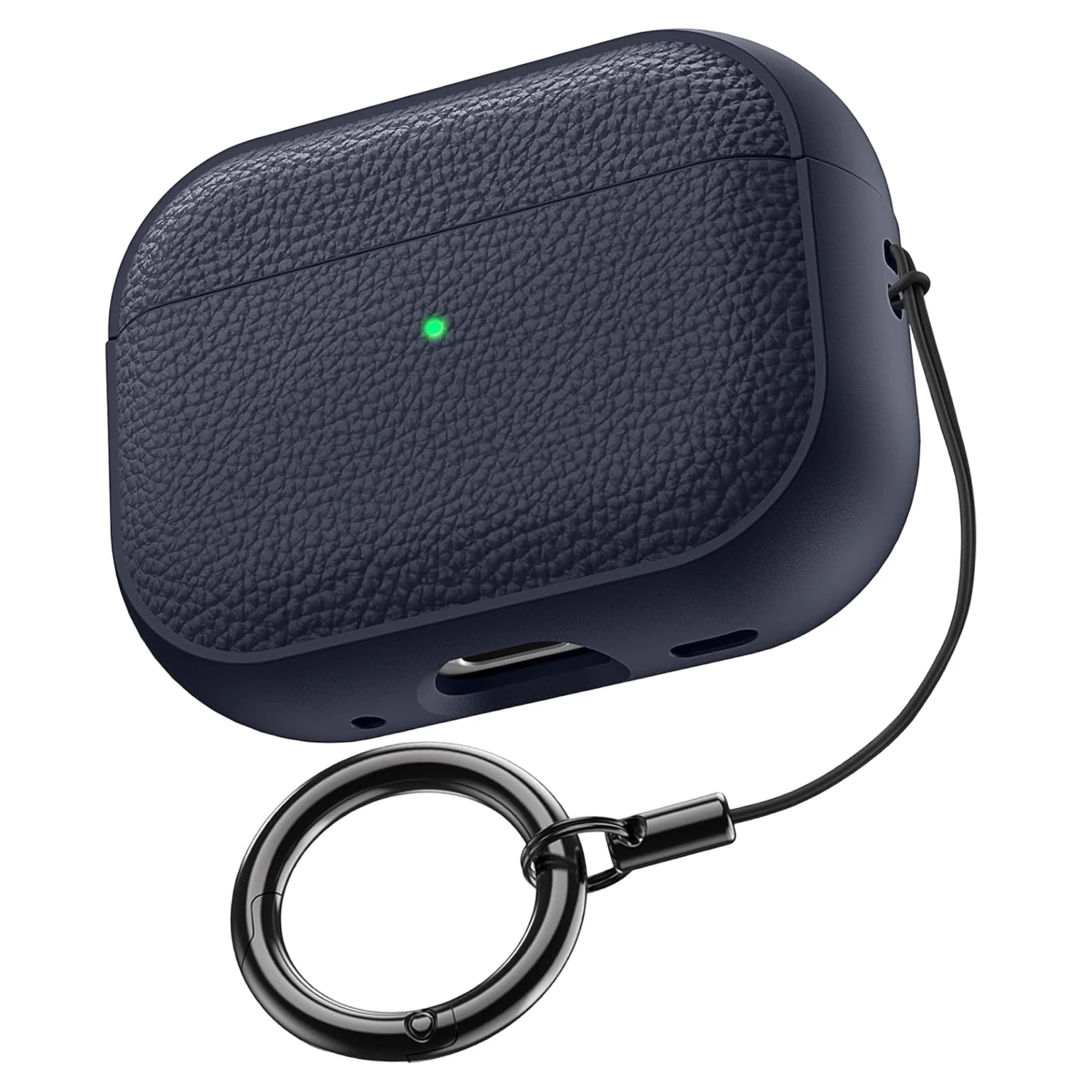 Leather-Texture Shockproof Earphone Case with Keychain