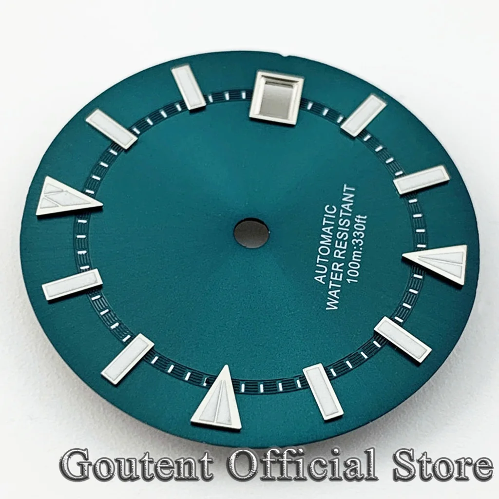 Goutent-Sterile Blue Watch Dial, mostrador verde luminoso,