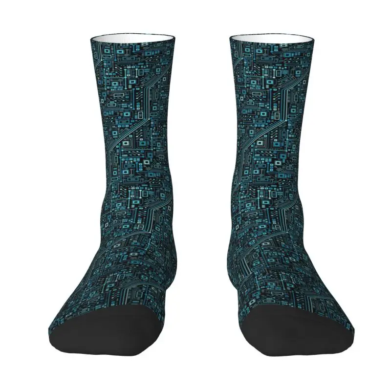 

Short Circuit Board Computer Mens Crew Socks Unisex Cool 3D Print Electronic Microchip Component Dress Socks