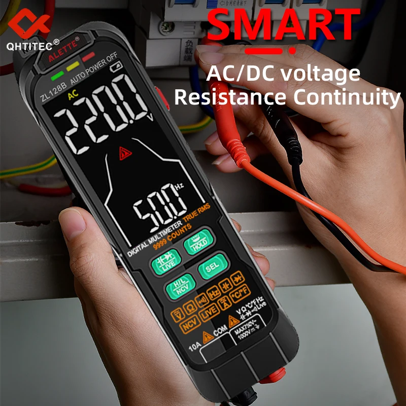 QHTITEC USB Charge Multimetro Digital Profesional AC DC Current Voltage Detector Pen True RMS Capacitance Auto Range Multimeter