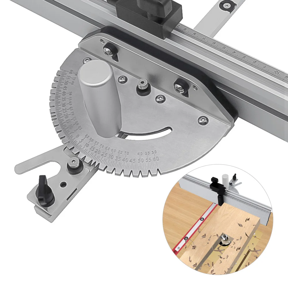 PrecisionMiterGaugeandAluminumMiterFenceW60DegreeAngledEnds