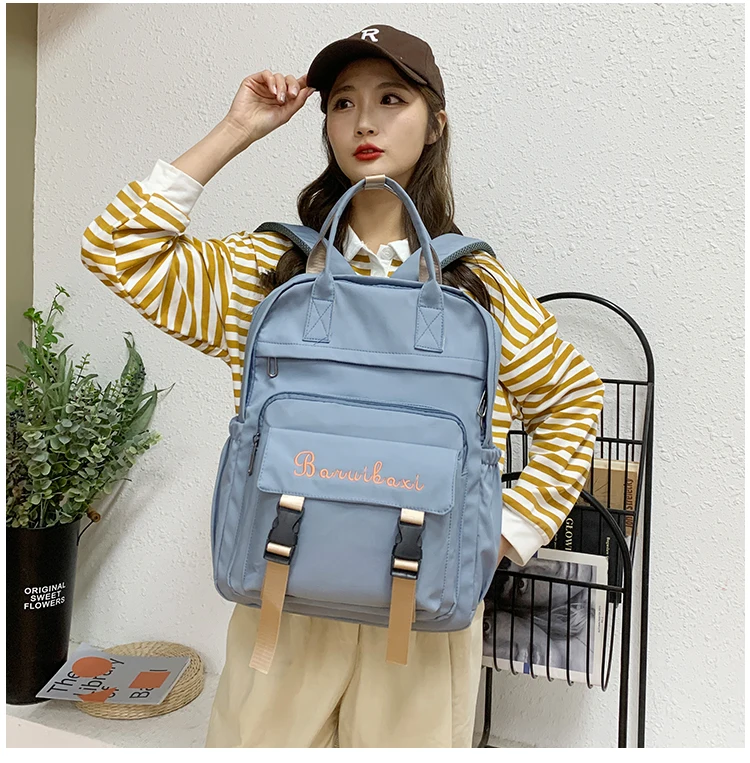 Small 2022 New Student Nylon Cute Backpacks College Young Girl Book Bag Fashion Embroidery School Bags For Teenage Girls Travel cool everyday backpacks